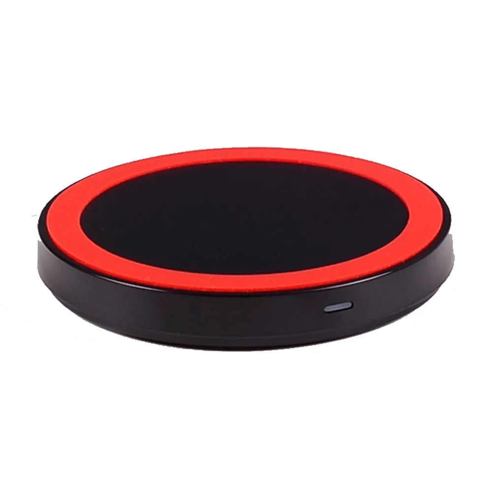 Universal Small Thin Round Wireless Charger For QI Standard Mobiles Wireless Charging Black red