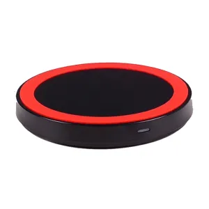 Universal Small Thin Round Wireless Charger For QI Standard Mobiles Wireless Charging Black red