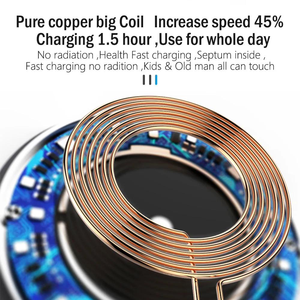 Universal Small Thin Round Wireless Charger For QI Standard Mobiles Wireless Charging black