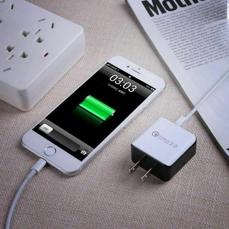 USB Fast Charging Quick Wall Charger Adapter Plug for Samsung Android iPhone LG black_US plug