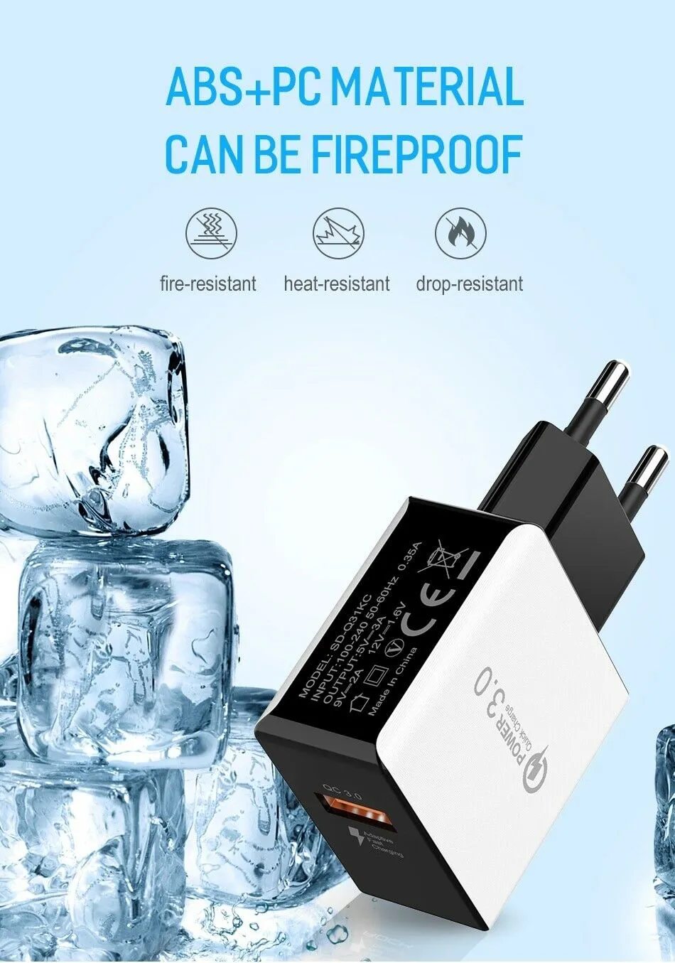 USB Fast Charging Quick Wall Charger Adapter Plug for Samsung Android iPhone LG black_US plug