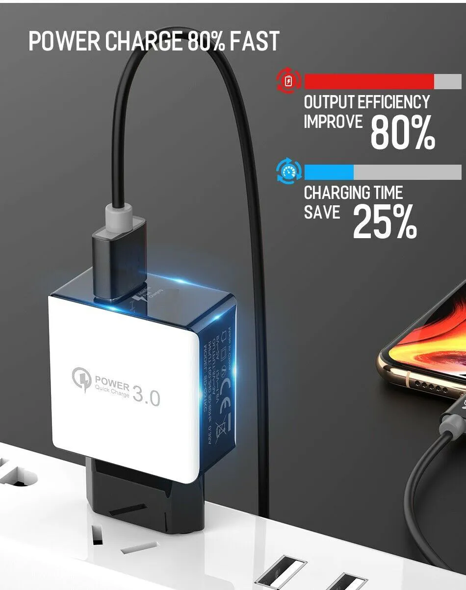 USB Fast Charging Quick Wall Charger Adapter Plug for Samsung Android iPhone LG black_US plug