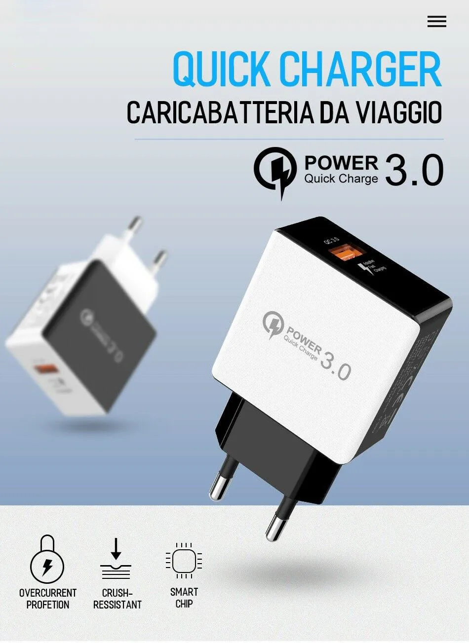 USB Fast Charging Quick Wall Charger Adapter Plug for Samsung Android iPhone LG black_US plug