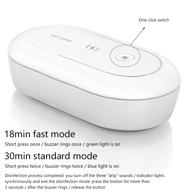 UV Sterilization Box For Mask Sanitizer Box Disinfection Sterilizing Phone Charging Wireless Charger white