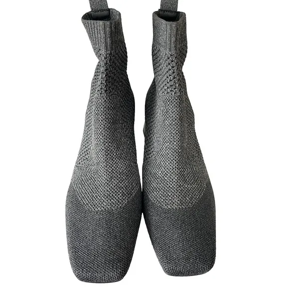 Vivaia Melissa Square Toe Heeled Comfort Perforated Knit Boots Gray Size 40/US 9