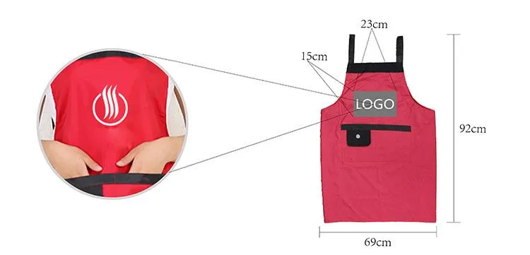 Water-Resistant Apron With Black Shoulder Straps And 2 Front Pockets