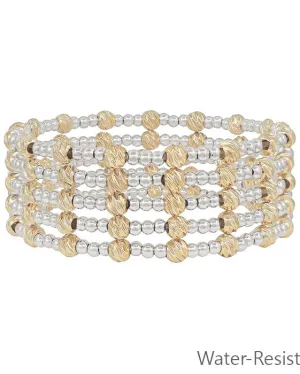 Water Resistant Silver 3mm Beaded Bracelet