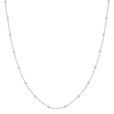 Water Resistant Silver Beaded 16"-18" Necklace