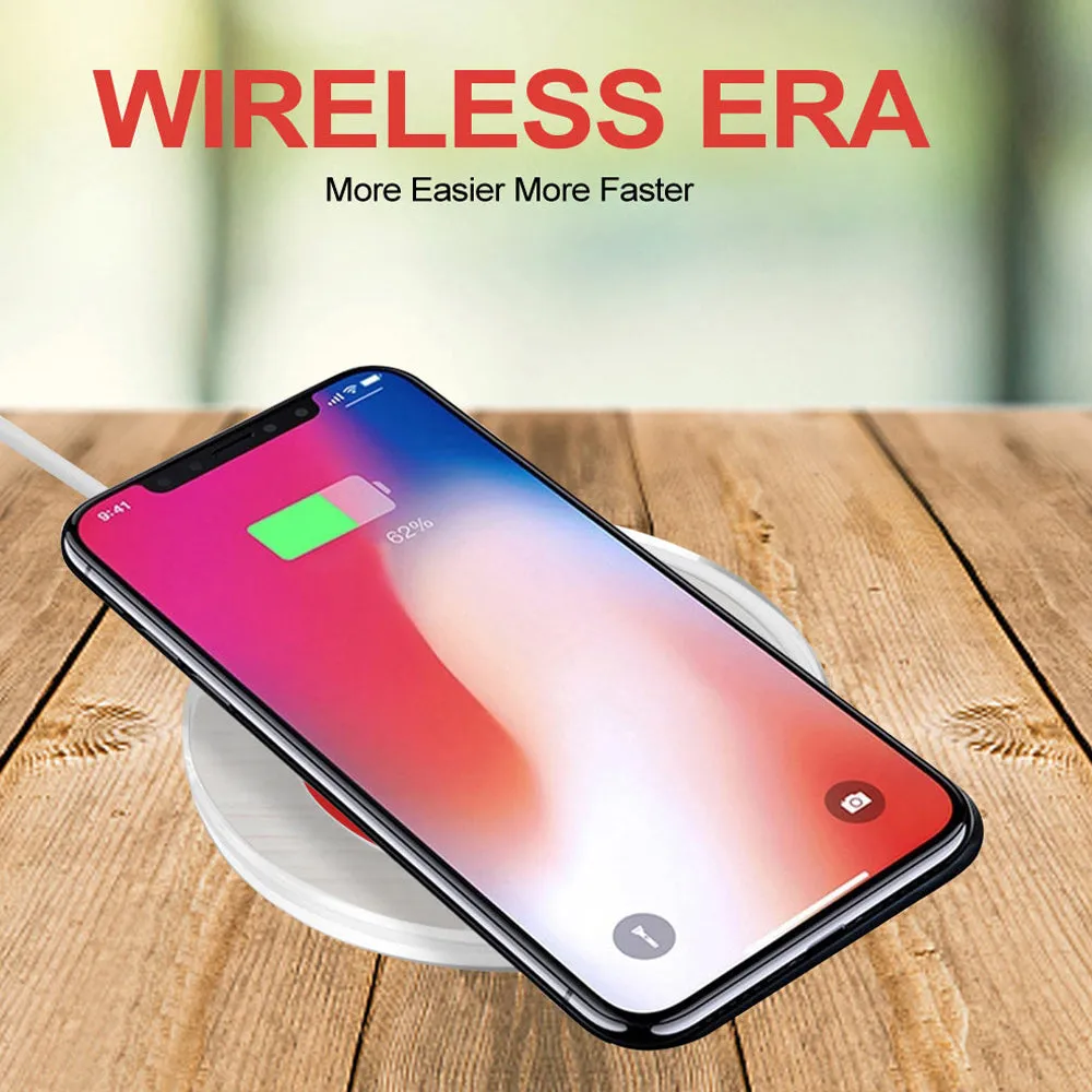 Wireless Charger Ultra-Thin Crystal Round Wireless Charging for Samsung Galaxy S9 Note Edge iPhone Xiaomi Huawei Mobile Phone Charger white