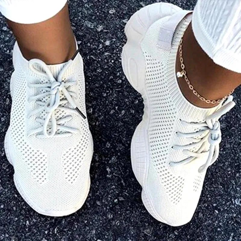 Women Lightweight Casual Shoes Lace Up Low Top Solid Color Sneakers Women Round Toe Summer Sport Shoes Platform Vulcanized Shoes