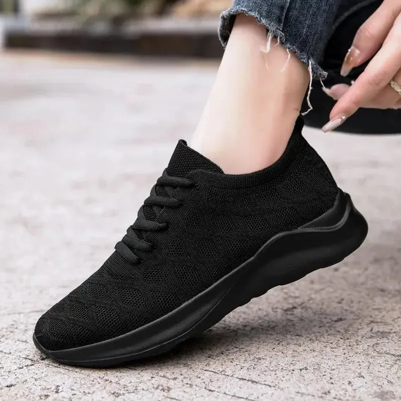 Women Shoes Knitting Sneakers Women Flat Loafers Casual Breathable Walking Sneakers Flats Walking Shoes