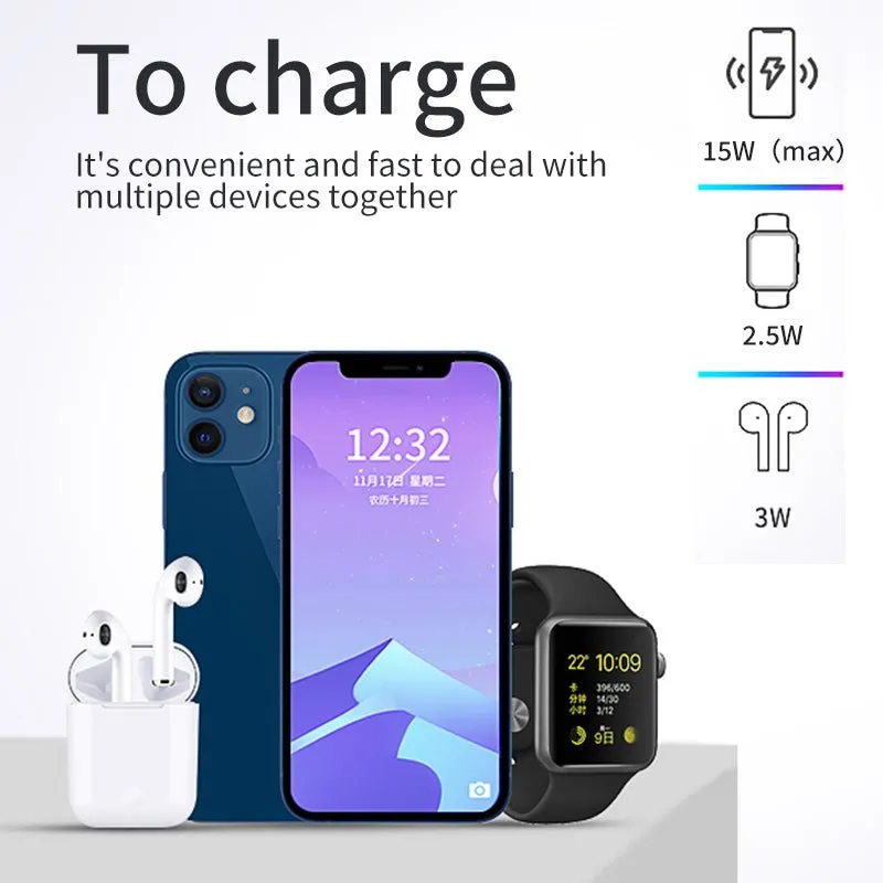 Woowooh 3 In 1 Qi Fast Wireless Charging Station Adjustable Angle