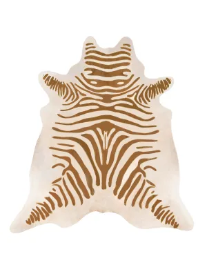 Zebra Print Cowhide Rug (Brown Stripe on Off White)